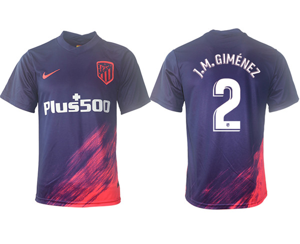 Men's Athletic De Madrid #2 José Giménez Purple Away Soccer Jersey